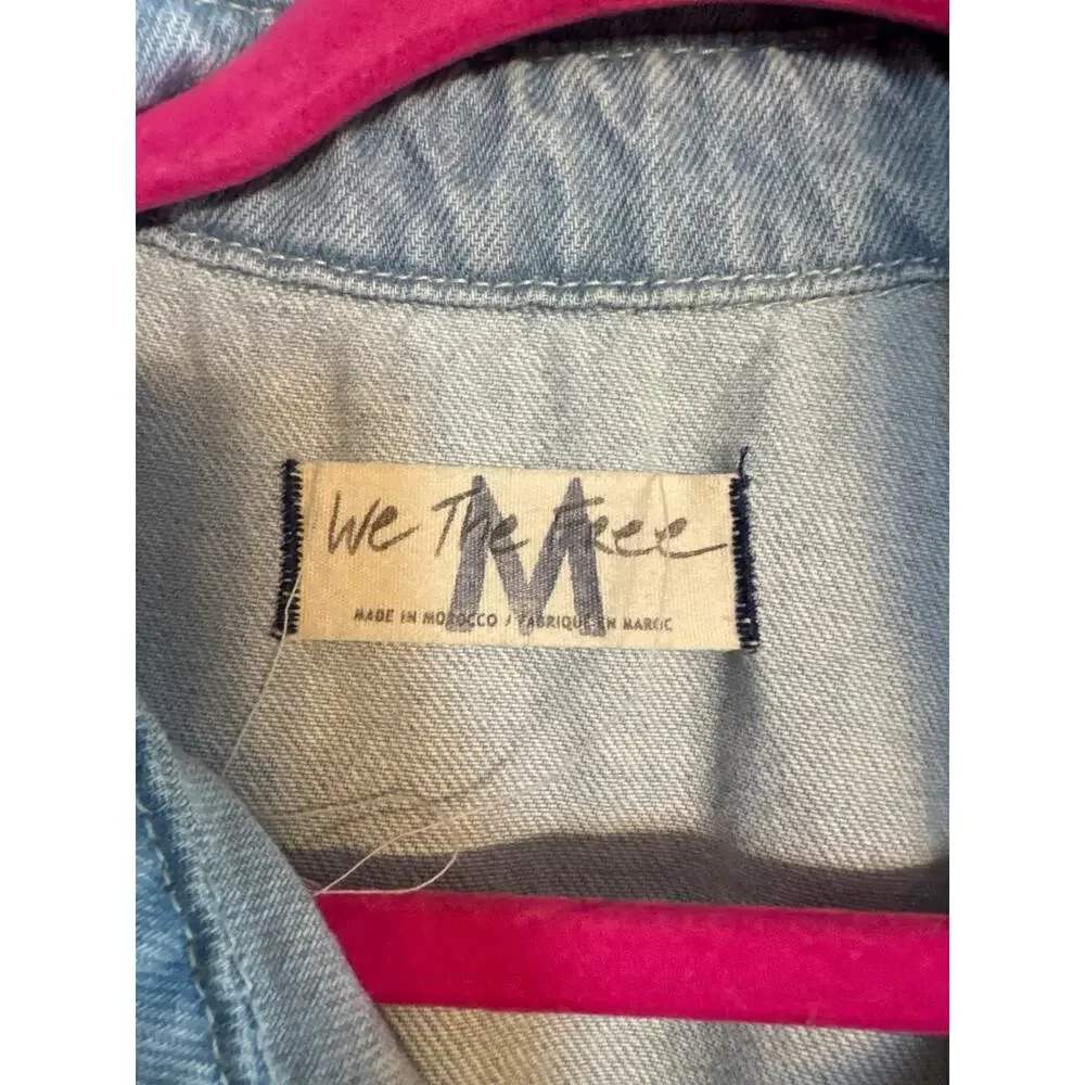 We The Free Marci Jumpsuit MClear Skies Denim Coveralls Boho Utility Romper